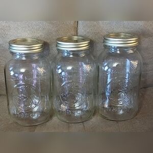 🏡 Clear Glass Mason Jars Set Set Of 3
